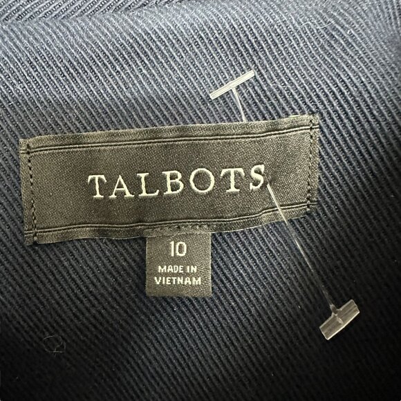 Talbots Classic Jacket Womens Size 10 Navy Red Accents Button-Front Cotton Blend - Picture 6 of 9